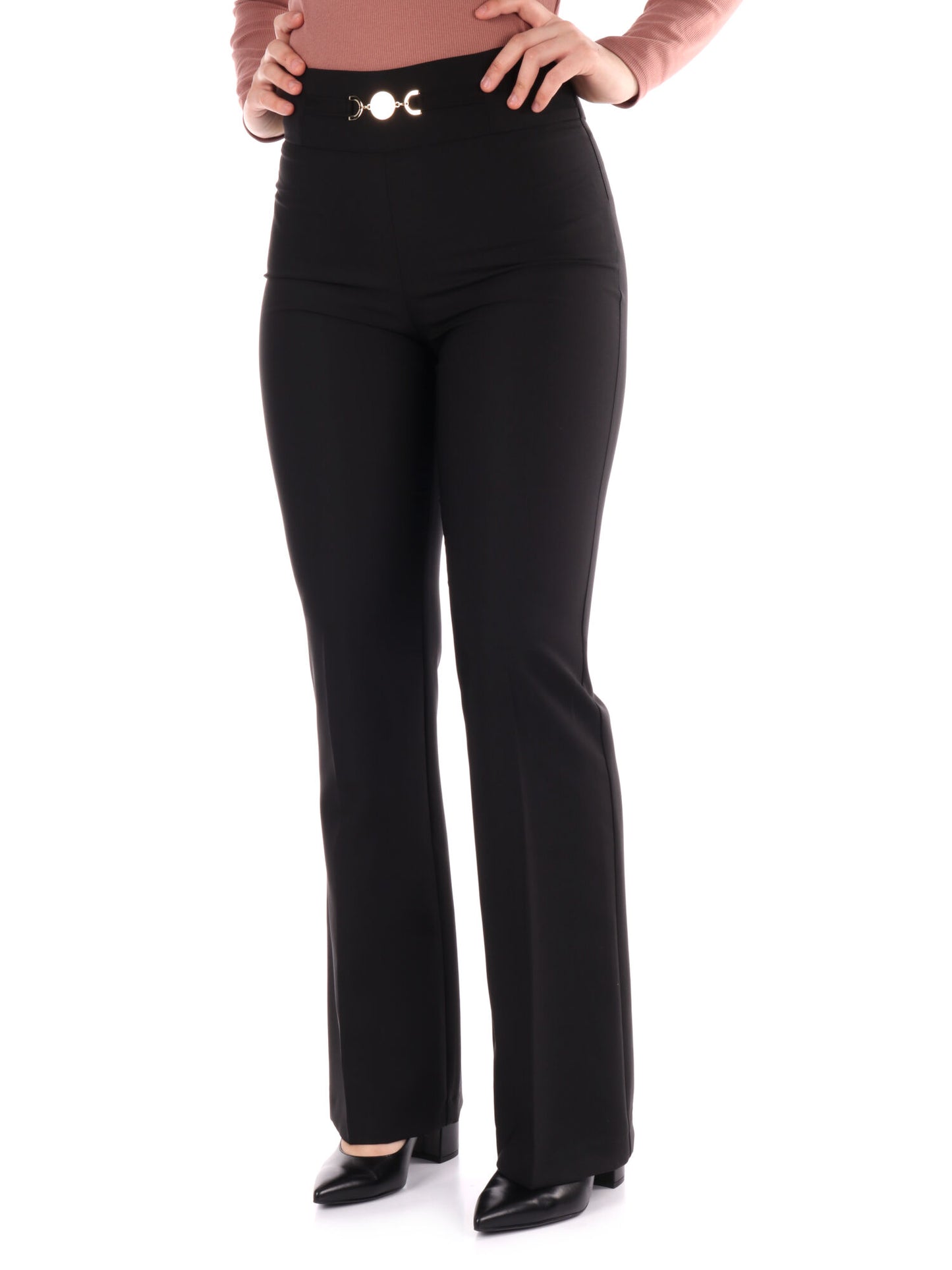 PANTALONE PALAZZO CON FIBBIA ARTIGLI DONNA NERO