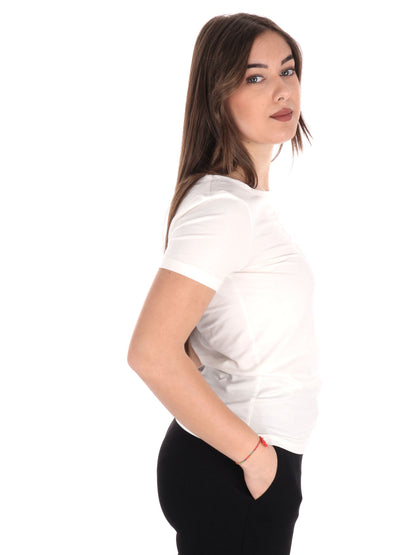 T-SHIRT SCOLLO A BARCHETTA EA7 EMPORIO ARMANI DONNA PANNA