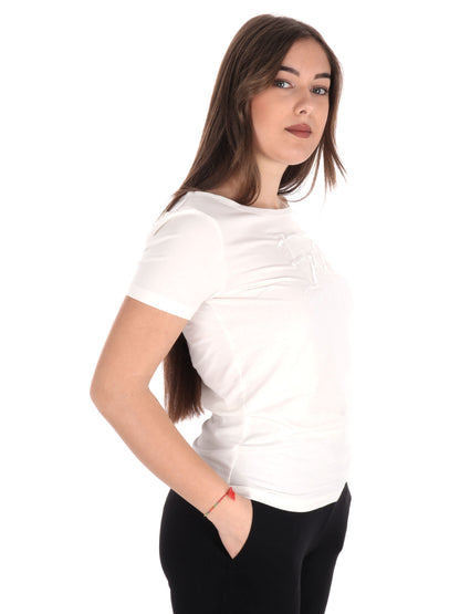 T-SHIRT SCOLLO A BARCHETTA EA7 EMPORIO ARMANI DONNA PANNA