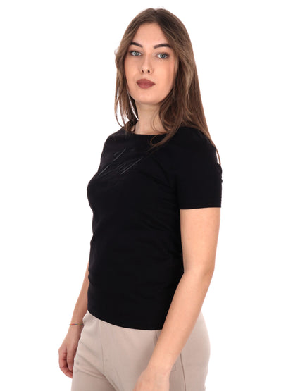 T-SHIRT SCOLLO A BARCHETTA EA7 EMPORIO ARMANI DONNA NERO