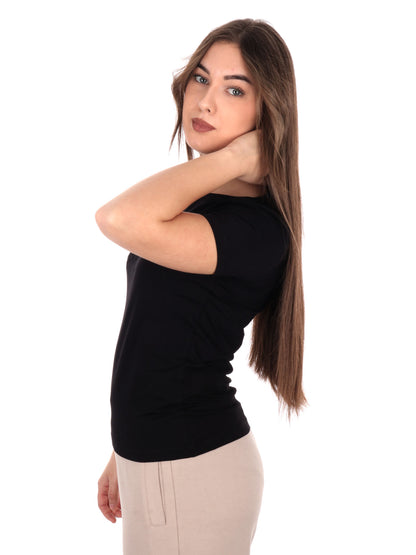 T-SHIRT SCOLLO A BARCHETTA EA7 EMPORIO ARMANI DONNA NERO