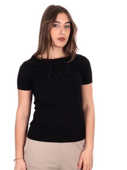 T-SHIRT SCOLLO A BARCHETTA EA7 EMPORIO ARMANI DONNA NERO