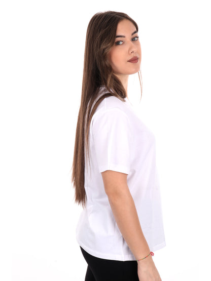 T-SHIRT SCOLLO A V EA7 EMPORIO ARMANI  DONNA BIANCO