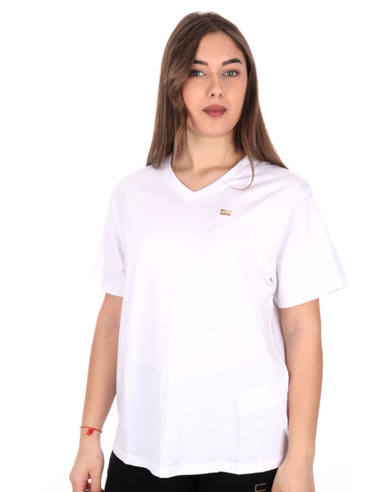 T-SHIRT SCOLLO A V EA7 EMPORIO ARMANI  DONNA BIANCO