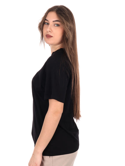 T-SHIRT SCOLLO A V EA7 EMPORIO ARMANI DONNA NERO