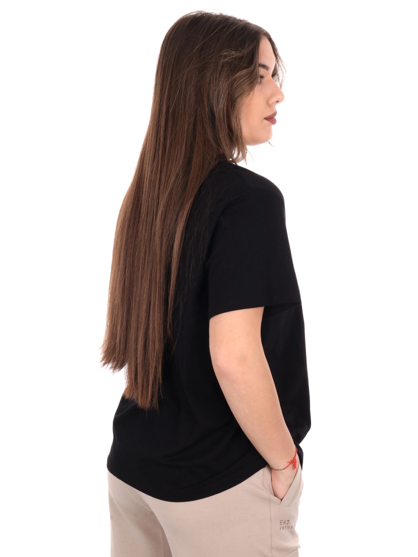 T-SHIRT SCOLLO A V EA7 EMPORIO ARMANI DONNA NERO