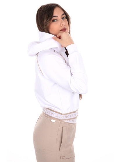 FELPA CON CAPPUCCIO DYNAMIC EA7 EMPORIO ARMANI DONNA BIANCO