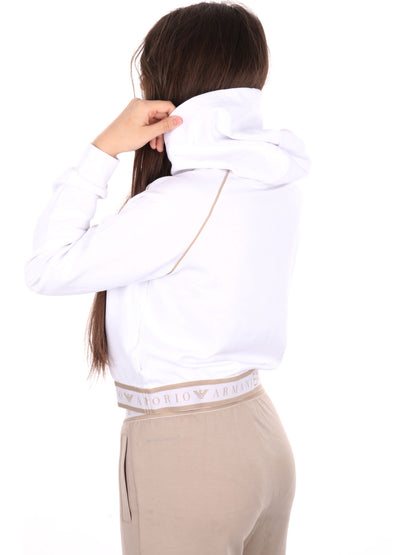 FELPA CON CAPPUCCIO DYNAMIC EA7 EMPORIO ARMANI DONNA BIANCO