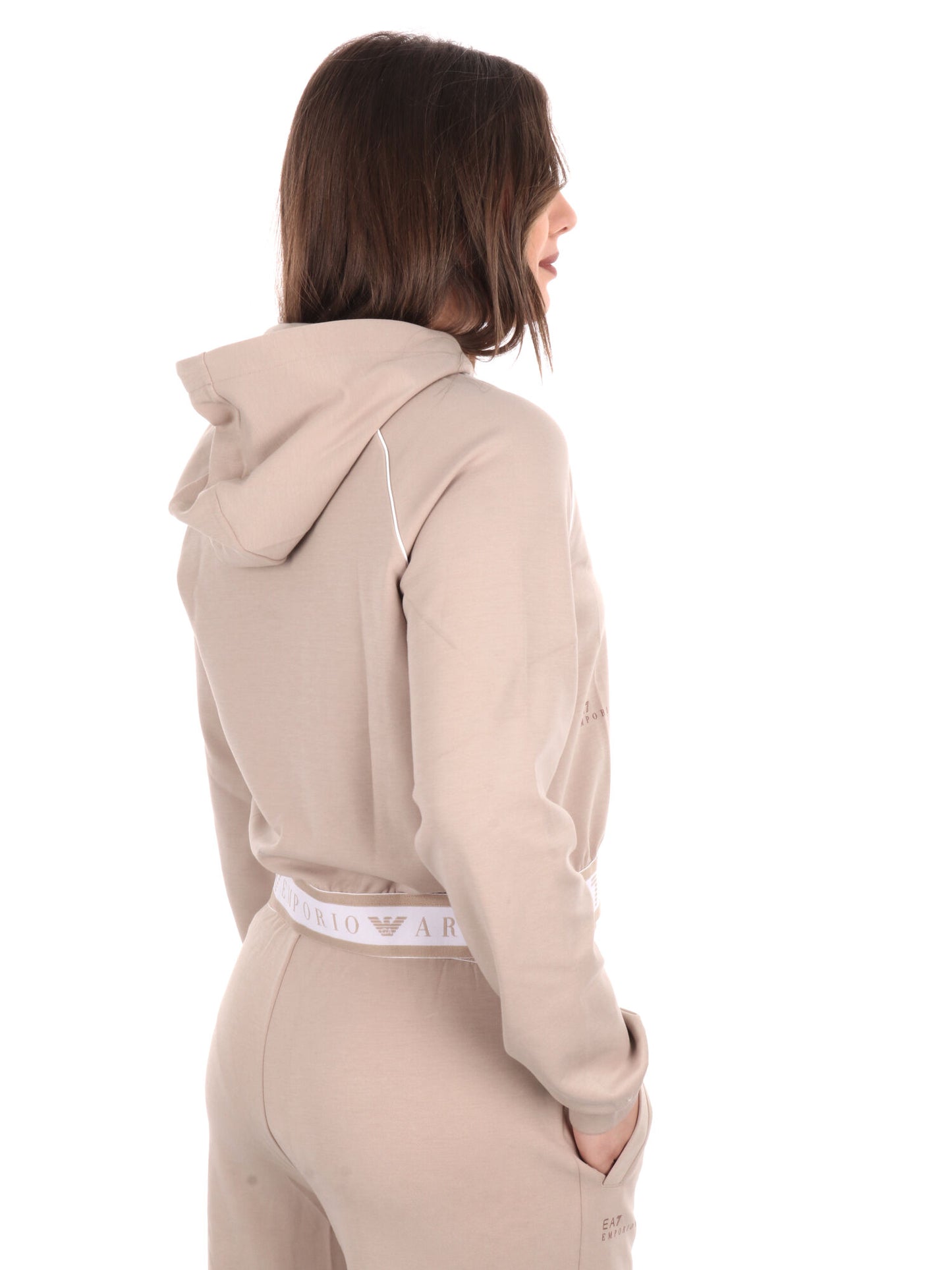 FELPA CON CAPPUCCIO DYNAMIC EA7 EMPORIO ARMANI DONNA BEIGE