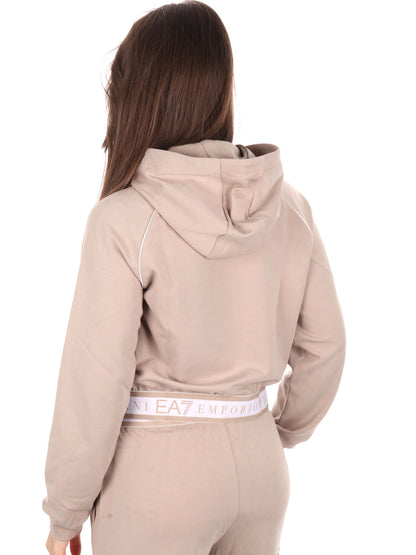 FELPA CON CAPPUCCIO DYNAMIC EA7 EMPORIO ARMANI DONNA BEIGE