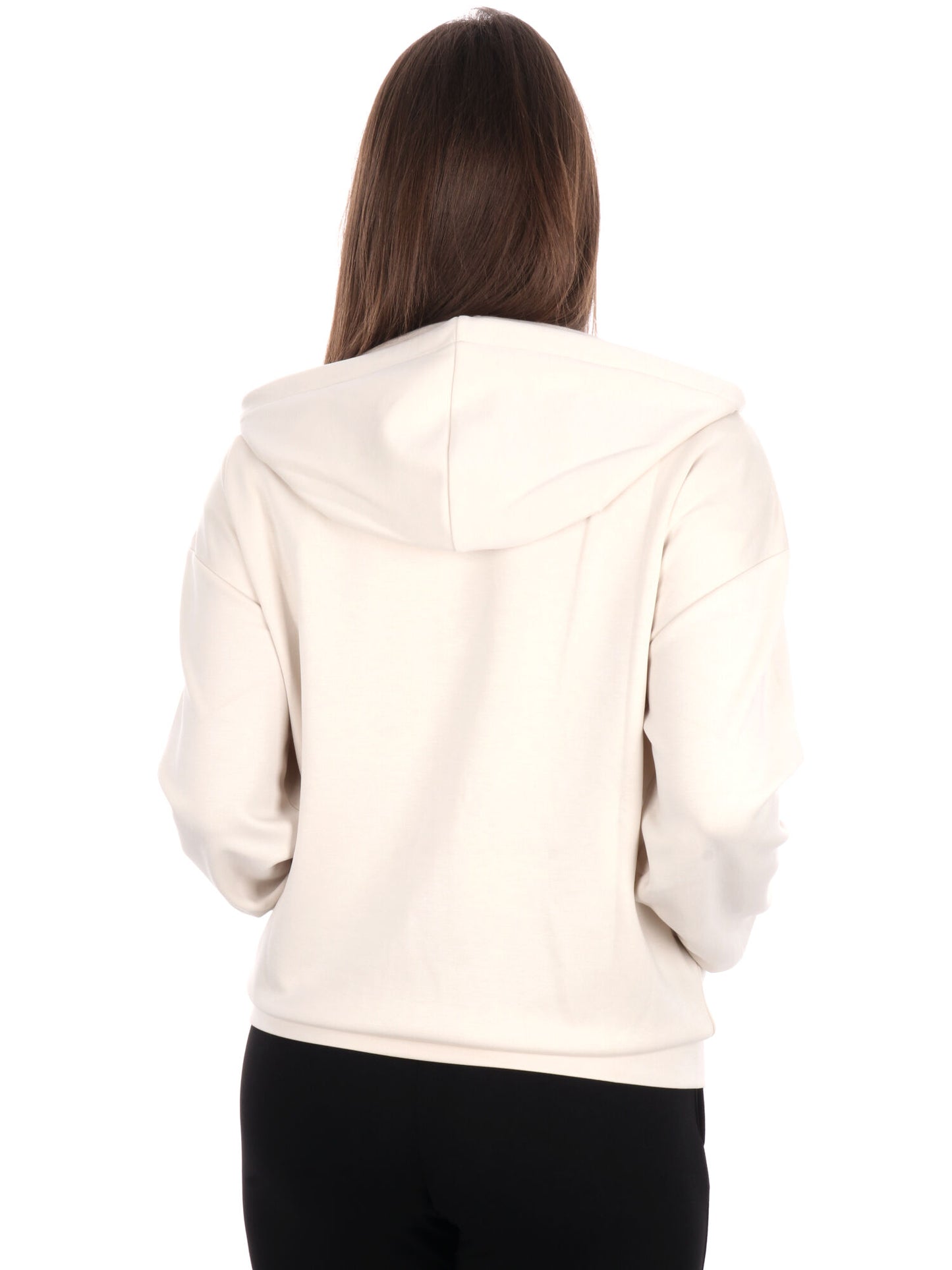 FELPA CON CAPPUCCIO E ZIP CORE LADY RELAX EA7 EMPORIO ARMANI DONNA PANNA