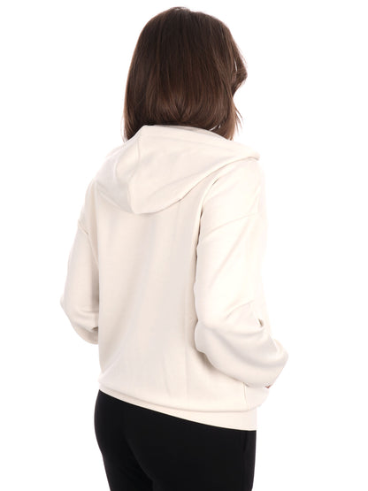 FELPA CON CAPPUCCIO E ZIP CORE LADY RELAX EA7 EMPORIO ARMANI DONNA PANNA