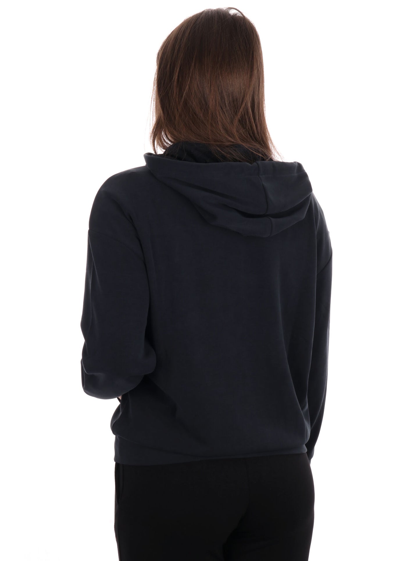 FELPA CON CAPPUCCIO E ZIP CORE LADY RELAX EA7 EMPORIO ARMANI DONNA NERO