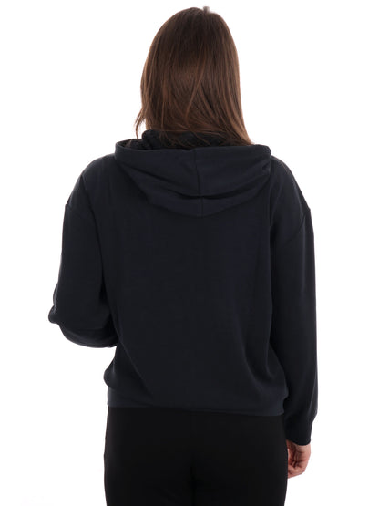 FELPA CON CAPPUCCIO E ZIP CORE LADY RELAX EA7 EMPORIO ARMANI DONNA NERO