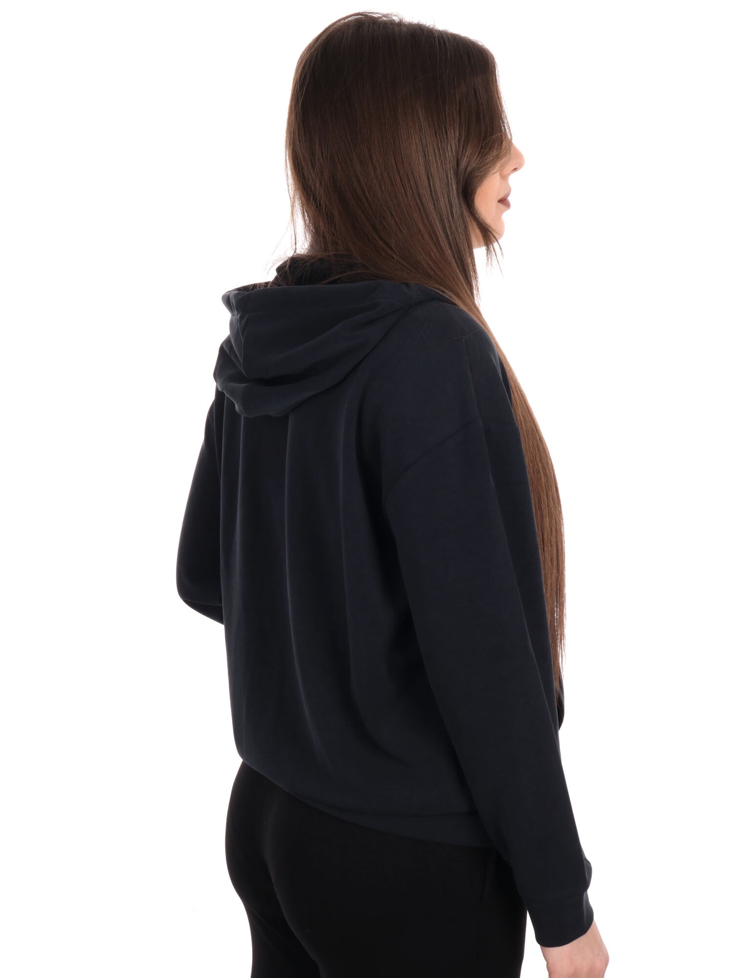 FELPA CON CAPPUCCIO E ZIP CORE LADY RELAX EA7 EMPORIO ARMANI DONNA NERO