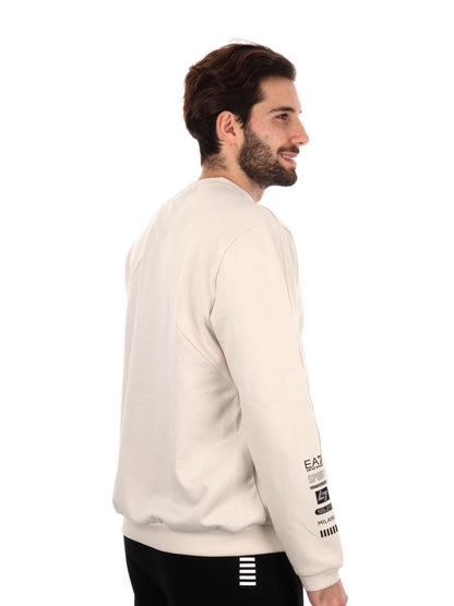 FELPA ATHLETICS EA7 EMPORIO ARMANI UOMO PANNA