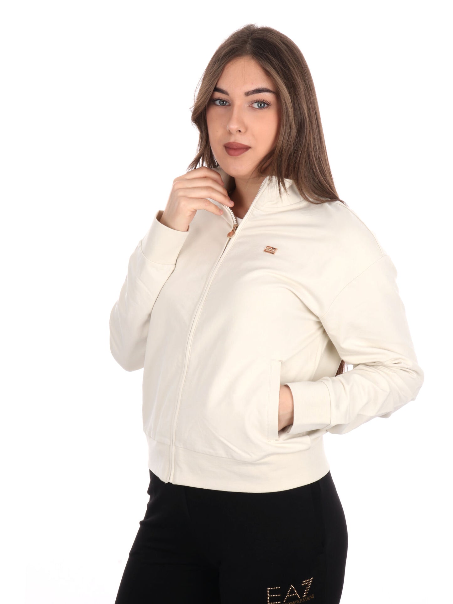 FELPA CON ZIP CORE LADY EA7 EMPORIO ARMANI DONNA PANNA
