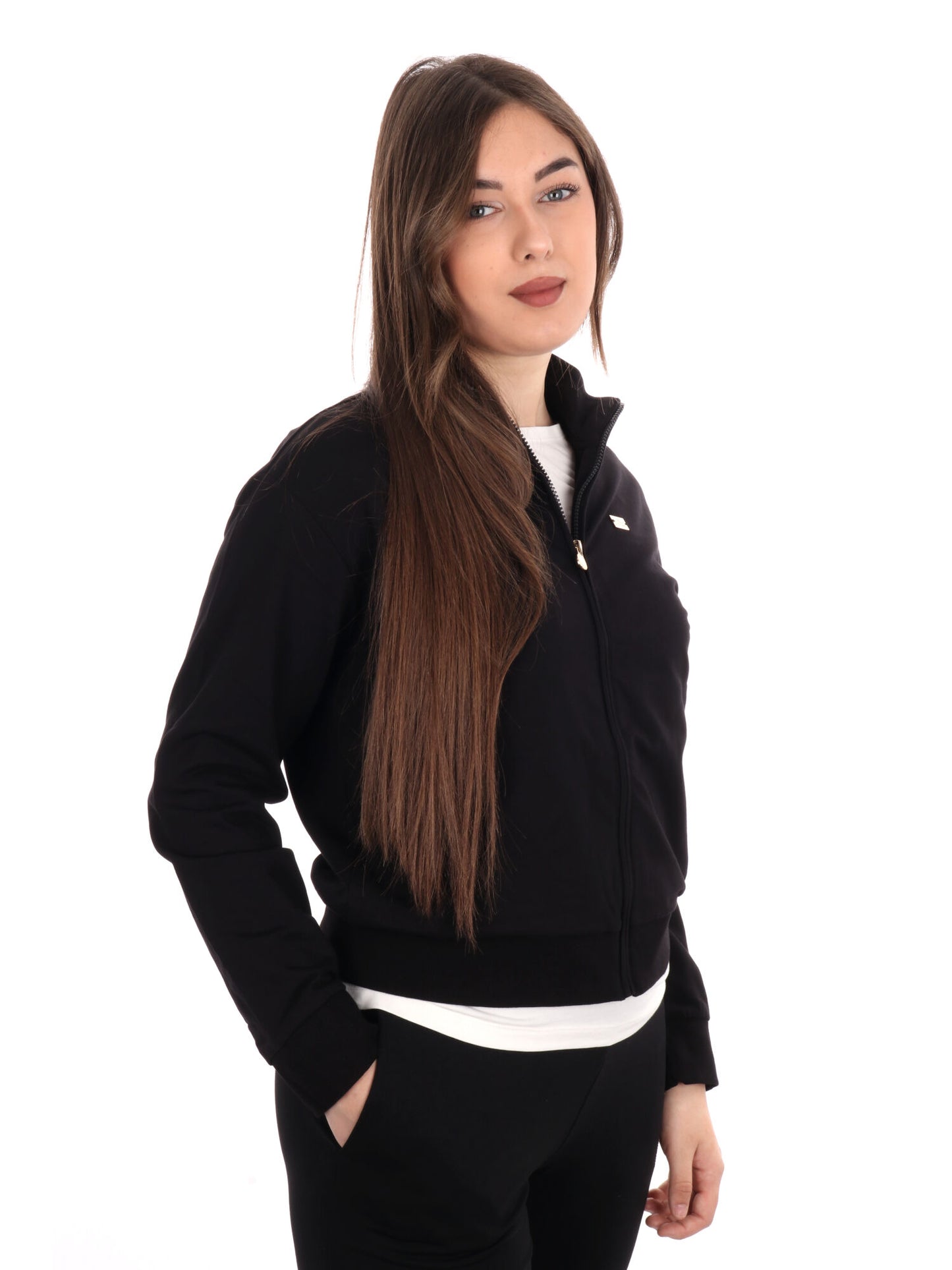 FELPA CON ZIP CORE LADY EA7 EMPORIO ARMANI DONNA NERO