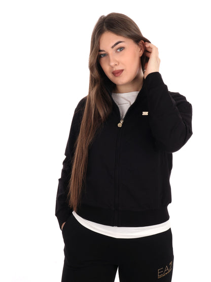 FELPA CON ZIP CORE LADY EA7 EMPORIO ARMANI DONNA NERO