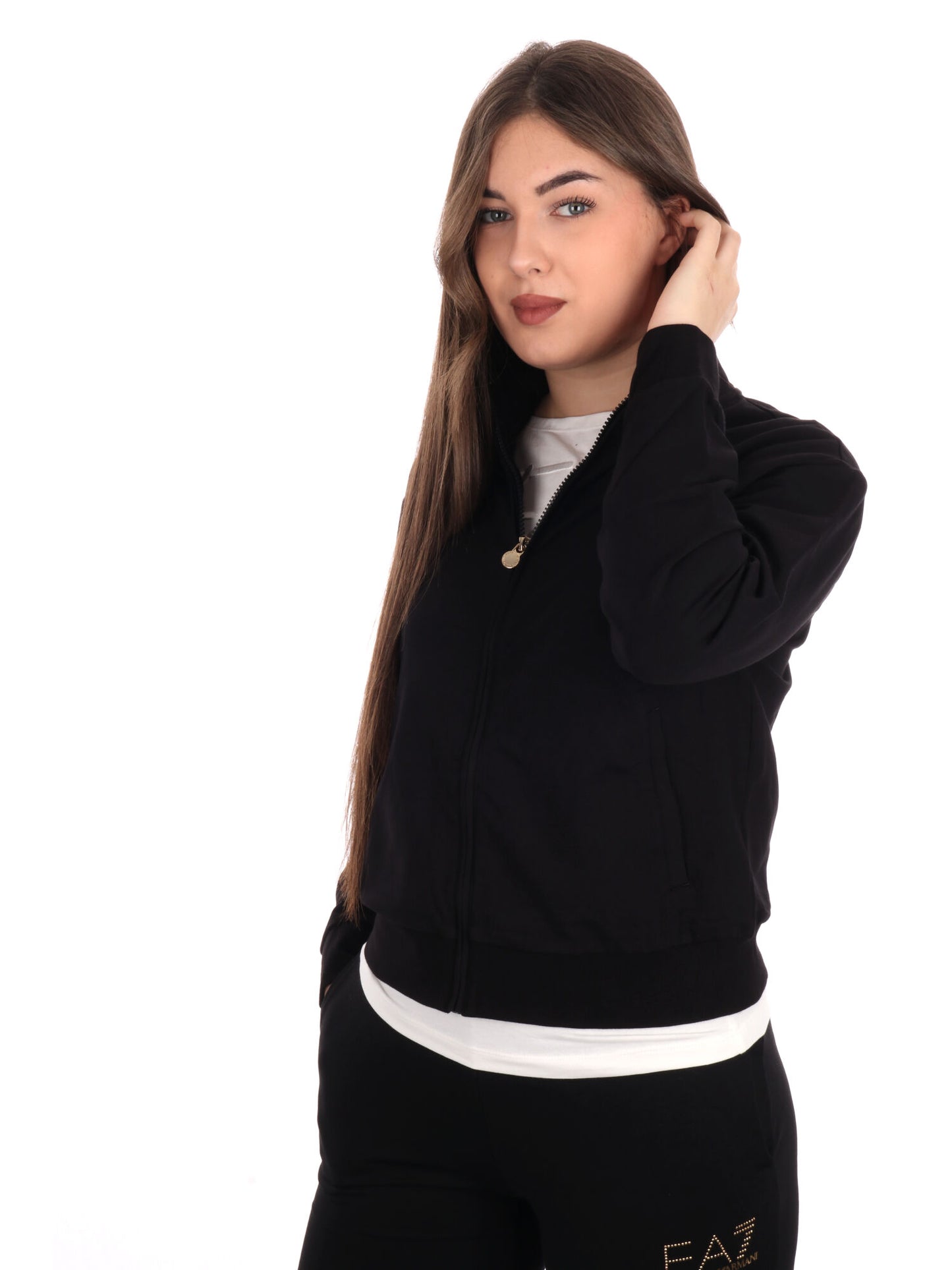 FELPA CON ZIP CORE LADY EA7 EMPORIO ARMANI DONNA NERO