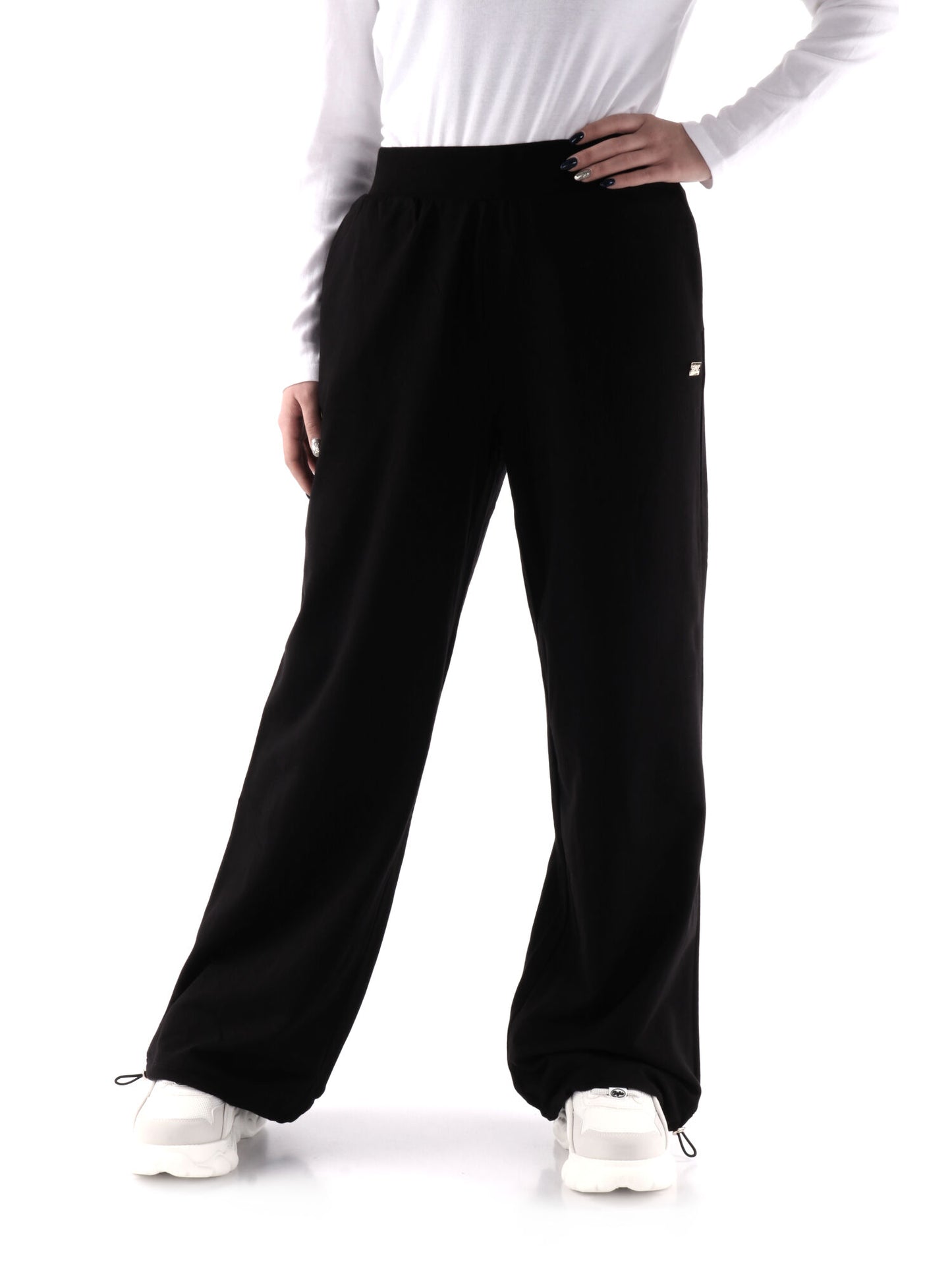 PANTALONE CON FONDO REGOLABILE EA7 EMPORIO ARMANI DONNA NERO