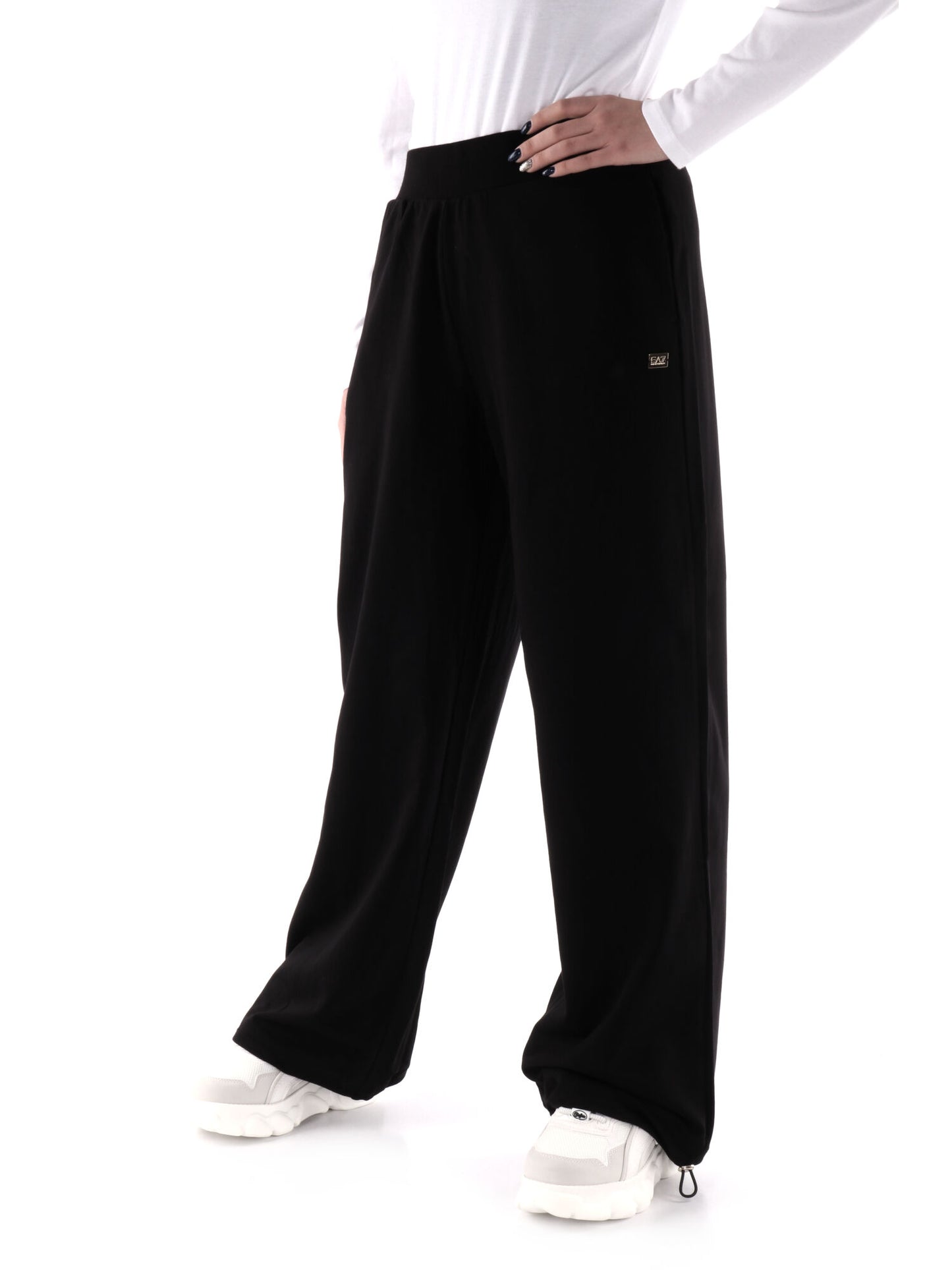 PANTALONE CON FONDO REGOLABILE EA7 EMPORIO ARMANI DONNA NERO