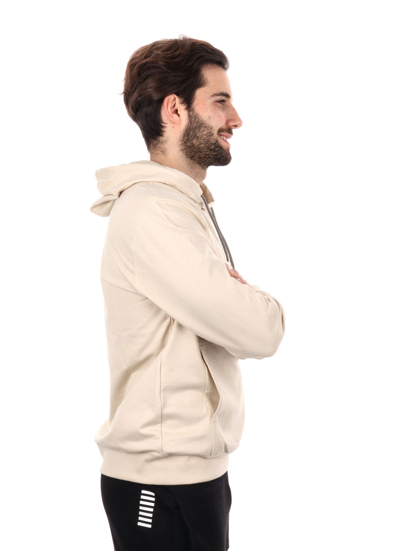 FELPA CON CAPPUCCIO VISIBILITY EA7 EMPORIO ARMANI UOMO LATTE