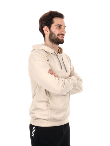 FELPA CON CAPPUCCIO VISIBILITY EA7 EMPORIO ARMANI UOMO LATTE