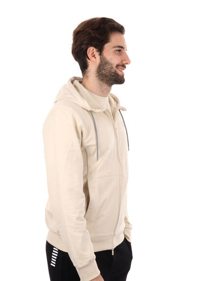 FELPA CON CAPPUCCCIO E ZIP EA7 MPORIO ARMANI UOMO LATTE