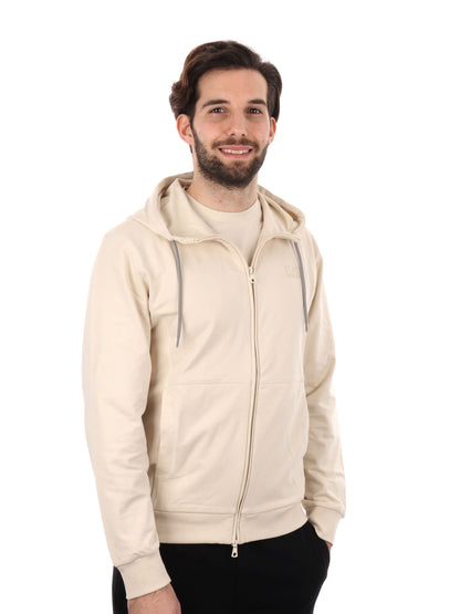 FELPA CON CAPPUCCCIO E ZIP EA7 MPORIO ARMANI UOMO LATTE