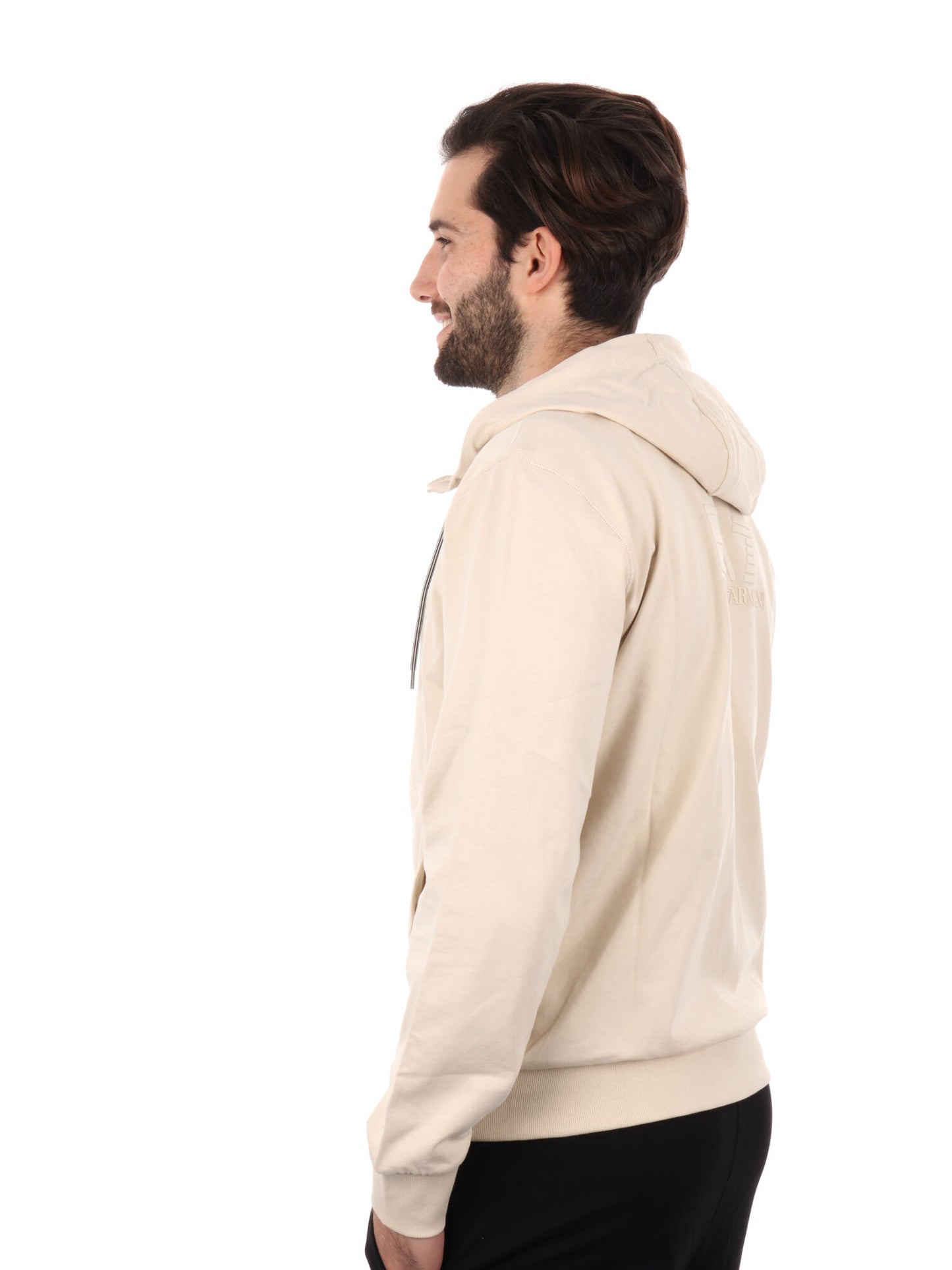 FELPA CON CAPPUCCCIO E ZIP EA7 MPORIO ARMANI UOMO LATTE