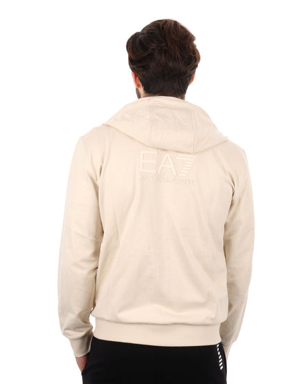 FELPA CON CAPPUCCCIO E ZIP EA7 MPORIO ARMANI UOMO LATTE