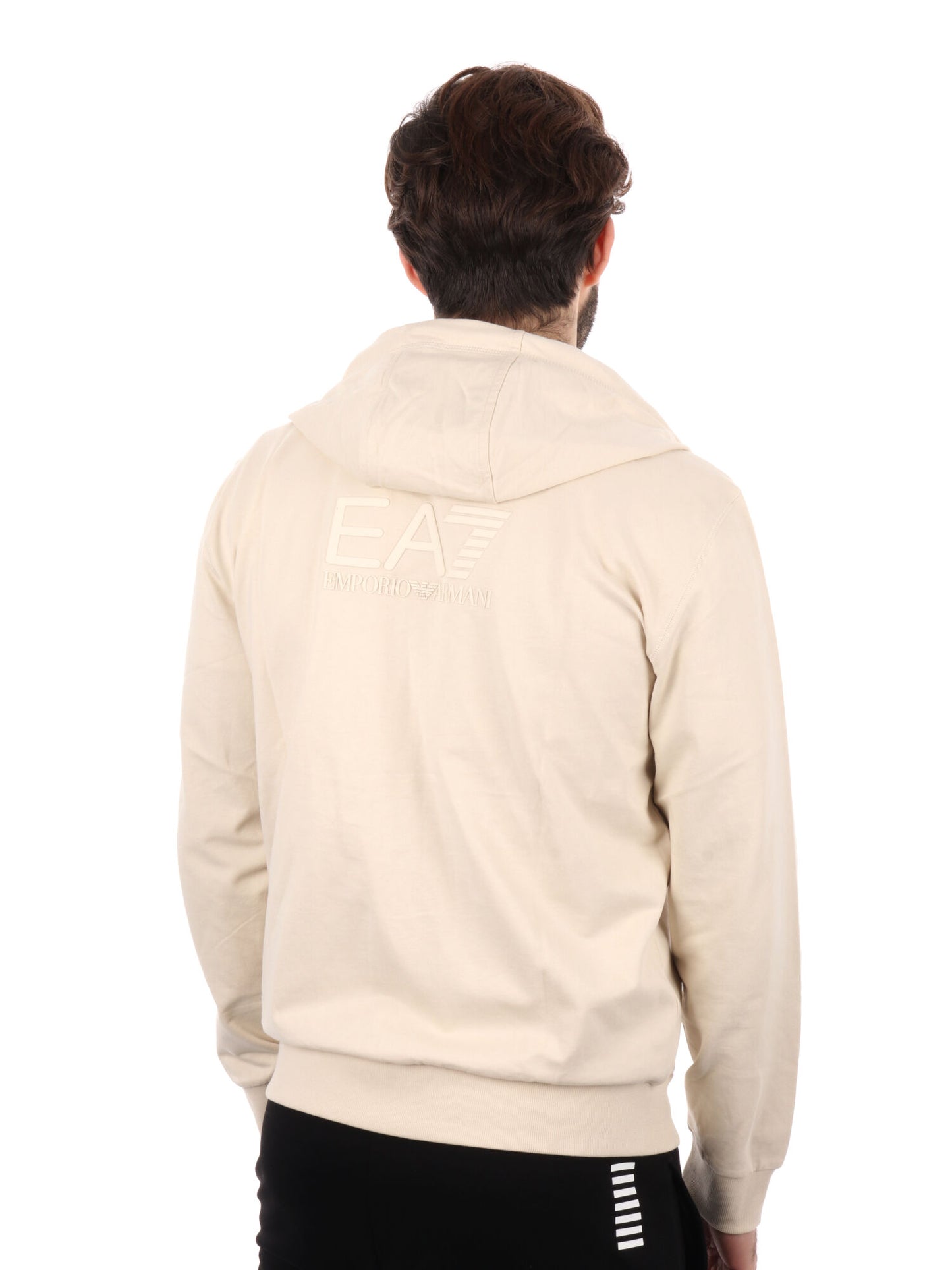 FELPA CON CAPPUCCCIO E ZIP EA7 MPORIO ARMANI UOMO LATTE