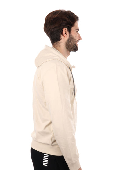 FELPA CON CAPPUCCCIO E ZIP EA7 MPORIO ARMANI UOMO LATTE