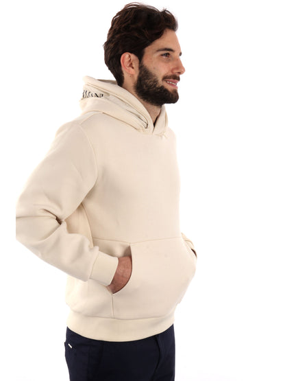 FELPA CON CAPPUCCIO SERIE TAPE EA7 EMPORIO ARMANI UOMO LATTE