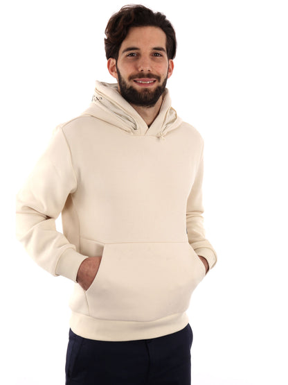 FELPA CON CAPPUCCIO SERIE TAPE EA7 EMPORIO ARMANI UOMO LATTE