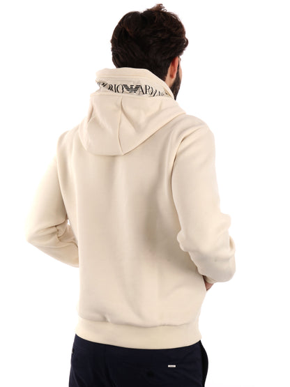 FELPA CON CAPPUCCIO SERIE TAPE EA7 EMPORIO ARMANI UOMO LATTE