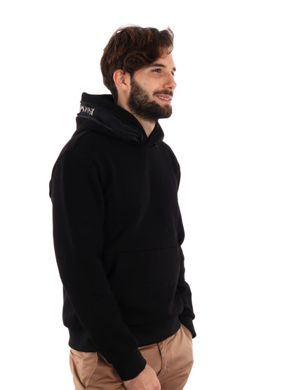 FELPA CON CAPPUCCIO SERIE TAPE EA7 EMPORIO ARMANI UOMO NERO