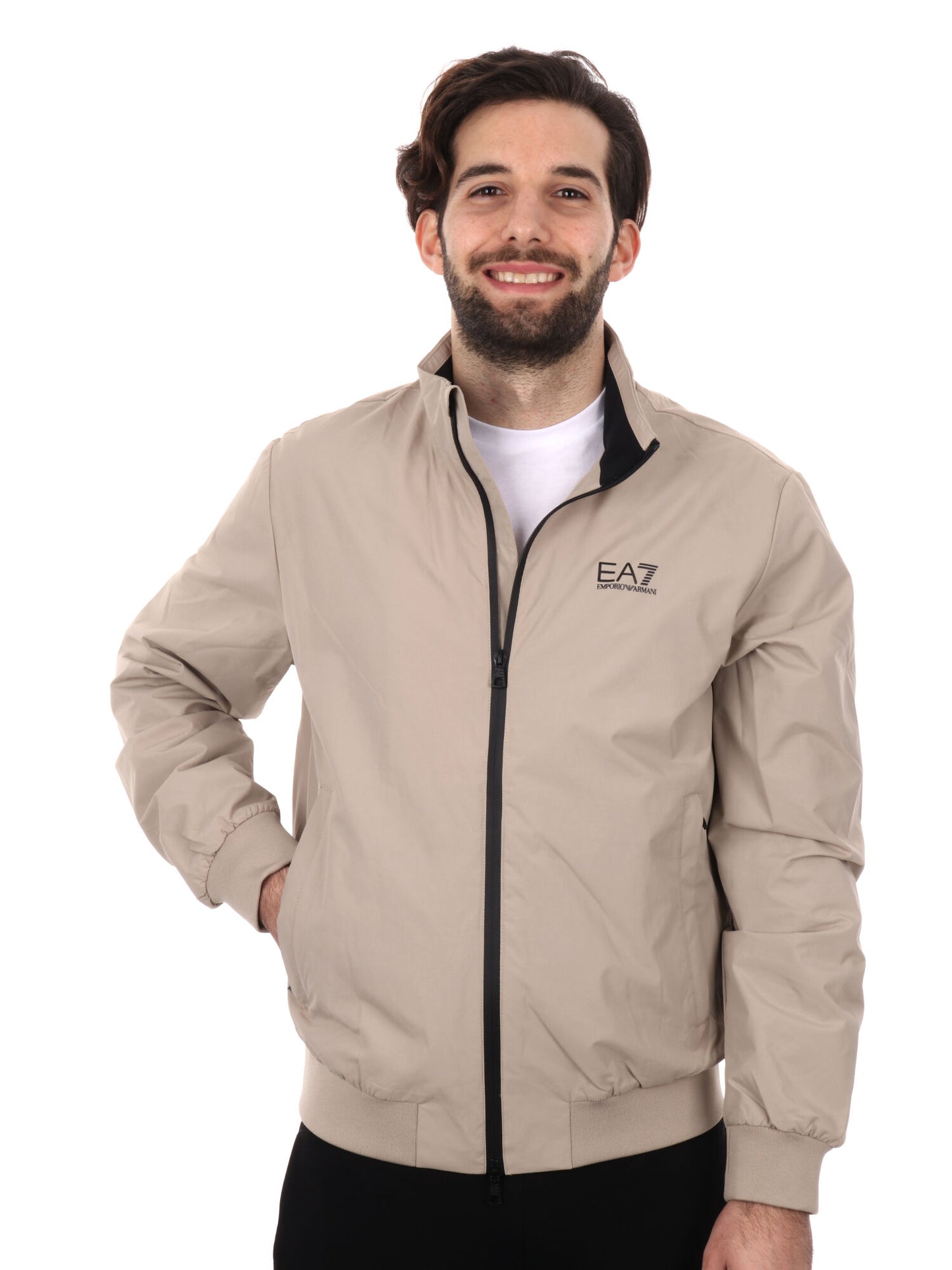 GIUBBINO CON ZIP CORE IDENTITY EA7 EMPORIO ARMANI UOMO BEIGE