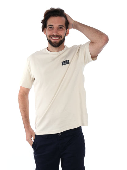 T-SHIRT LOGO TAPE EA7 EMPORIO ARMANI UOMO LATTE