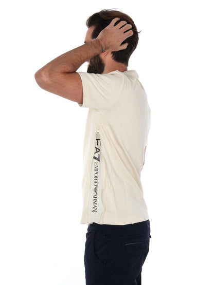 T-SHIRT LOGO TAPE EA7 EMPORIO ARMANI UOMO LATTE
