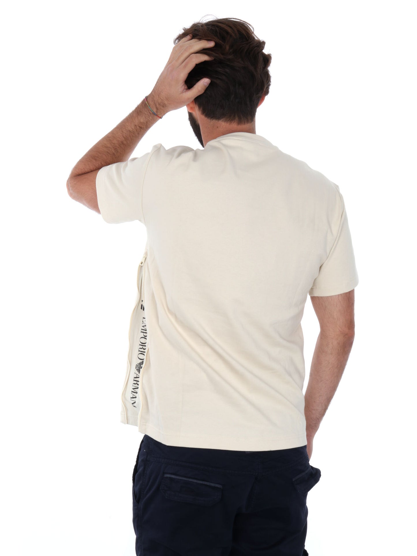 T-SHIRT LOGO TAPE EA7 EMPORIO ARMANI UOMO LATTE