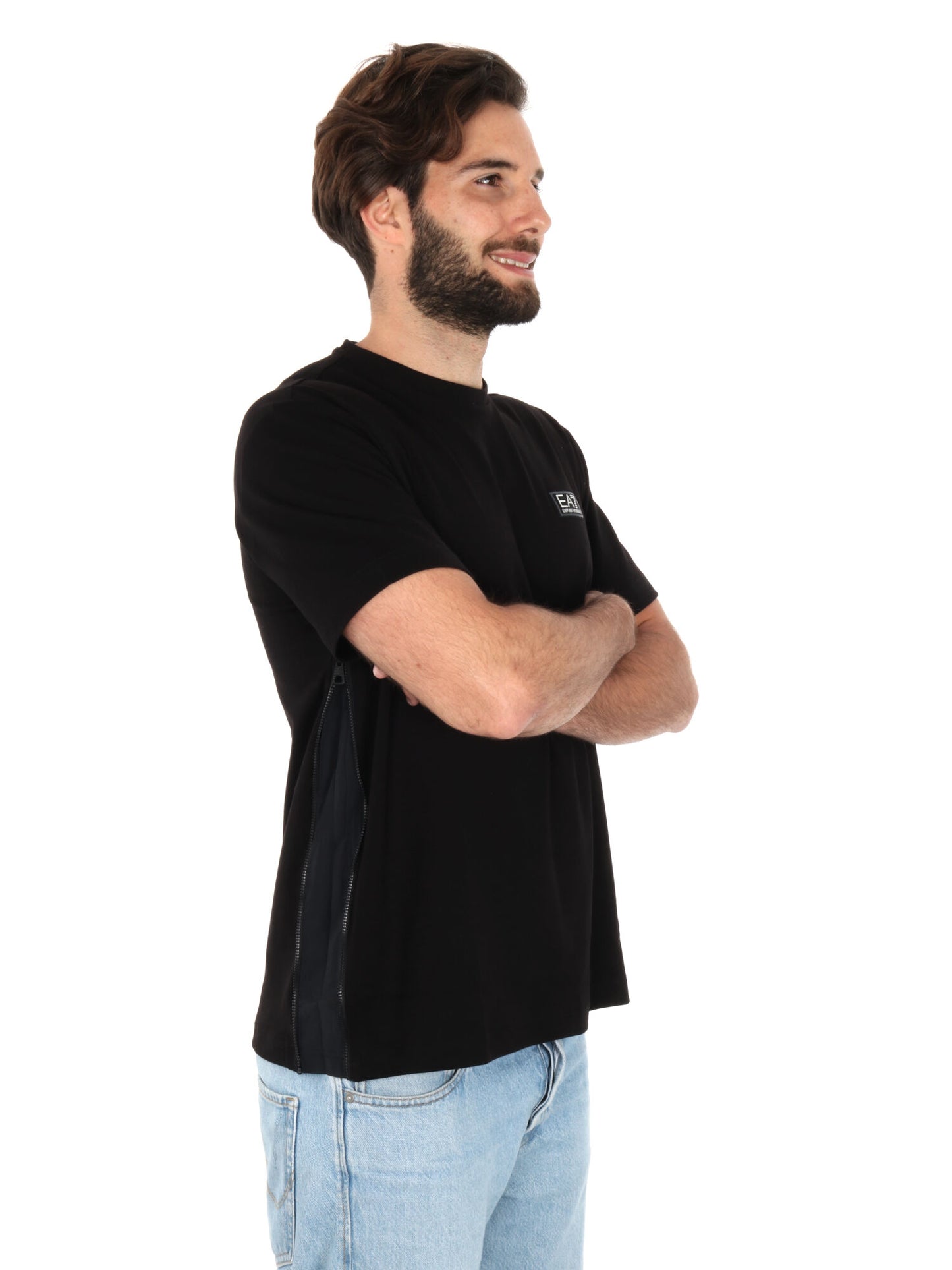 T-SHIRT LOGO TAPE EA7 EMPORIO ARMANI UOMO NERO