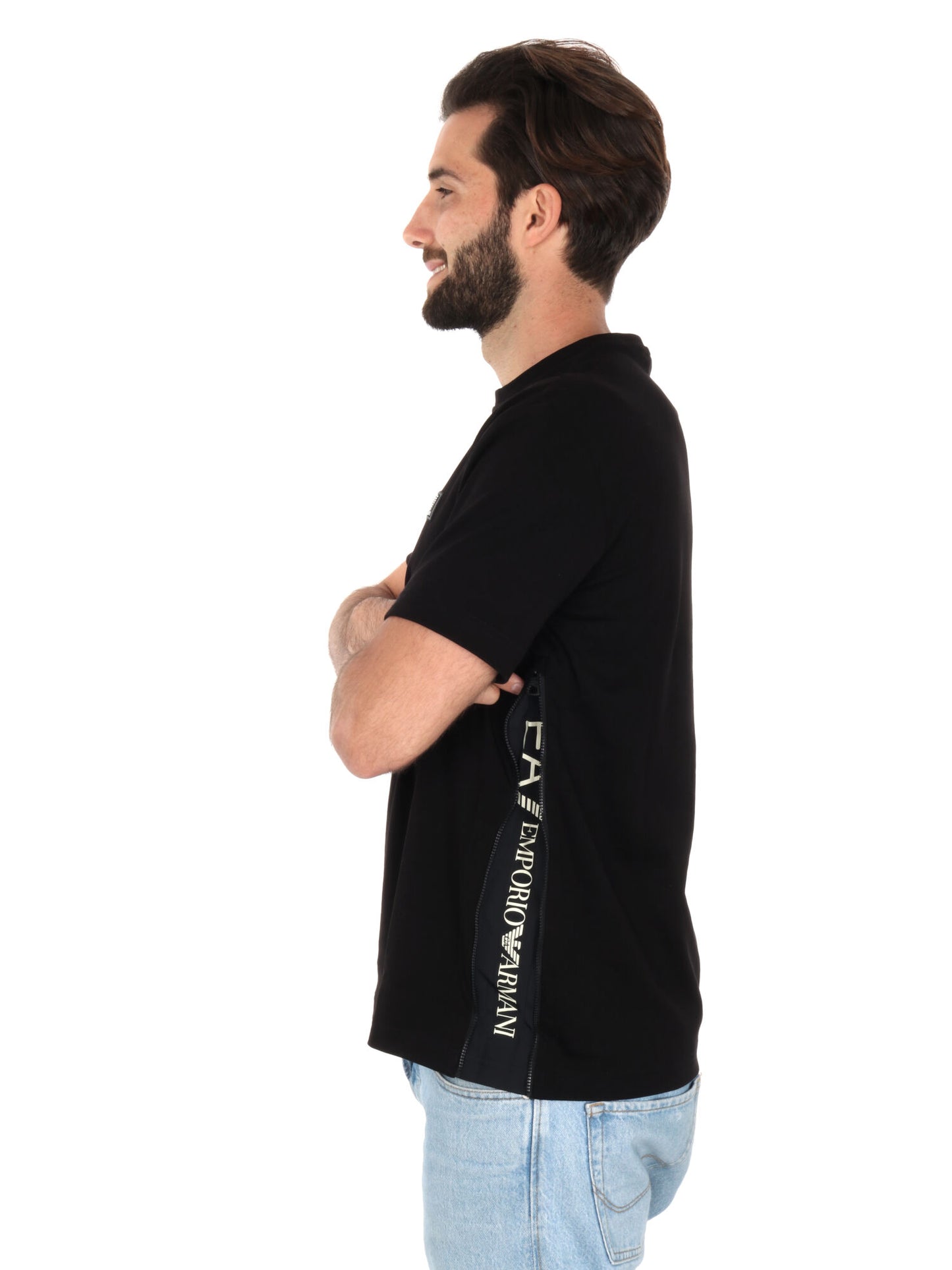 T-SHIRT LOGO TAPE EA7 EMPORIO ARMANI UOMO NERO