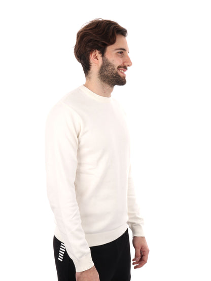 MAGLIA GIROCOLLO EA7 EMPORIO ARMANI UOMO PANNA