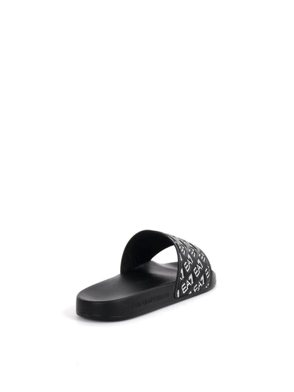 CIABATTA CON LOGO ALL-OVER EA7 EMPORIO ARMANI UOMO NERO-BIANCO