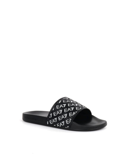 CIABATTA CON LOGO ALL-OVER EA7 EMPORIO ARMANI UOMO NERO-BIANCO