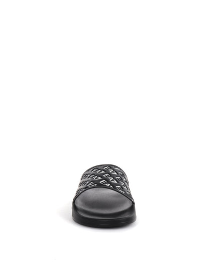 CIABATTA CON LOGO ALL-OVER EA7 EMPORIO ARMANI UOMO NERO-BIANCO