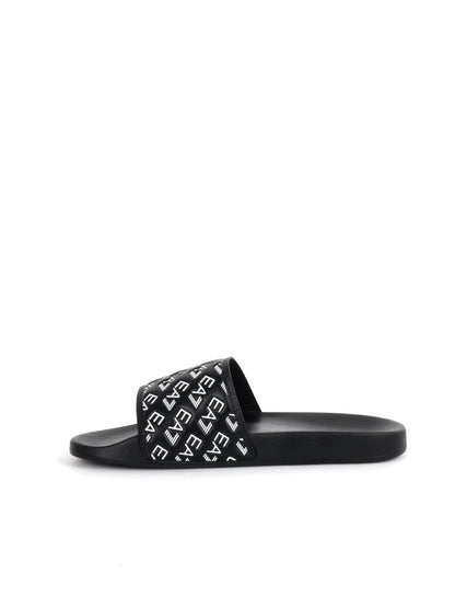 CIABATTA CON LOGO ALL-OVER EA7 EMPORIO ARMANI UOMO NERO-BIANCO