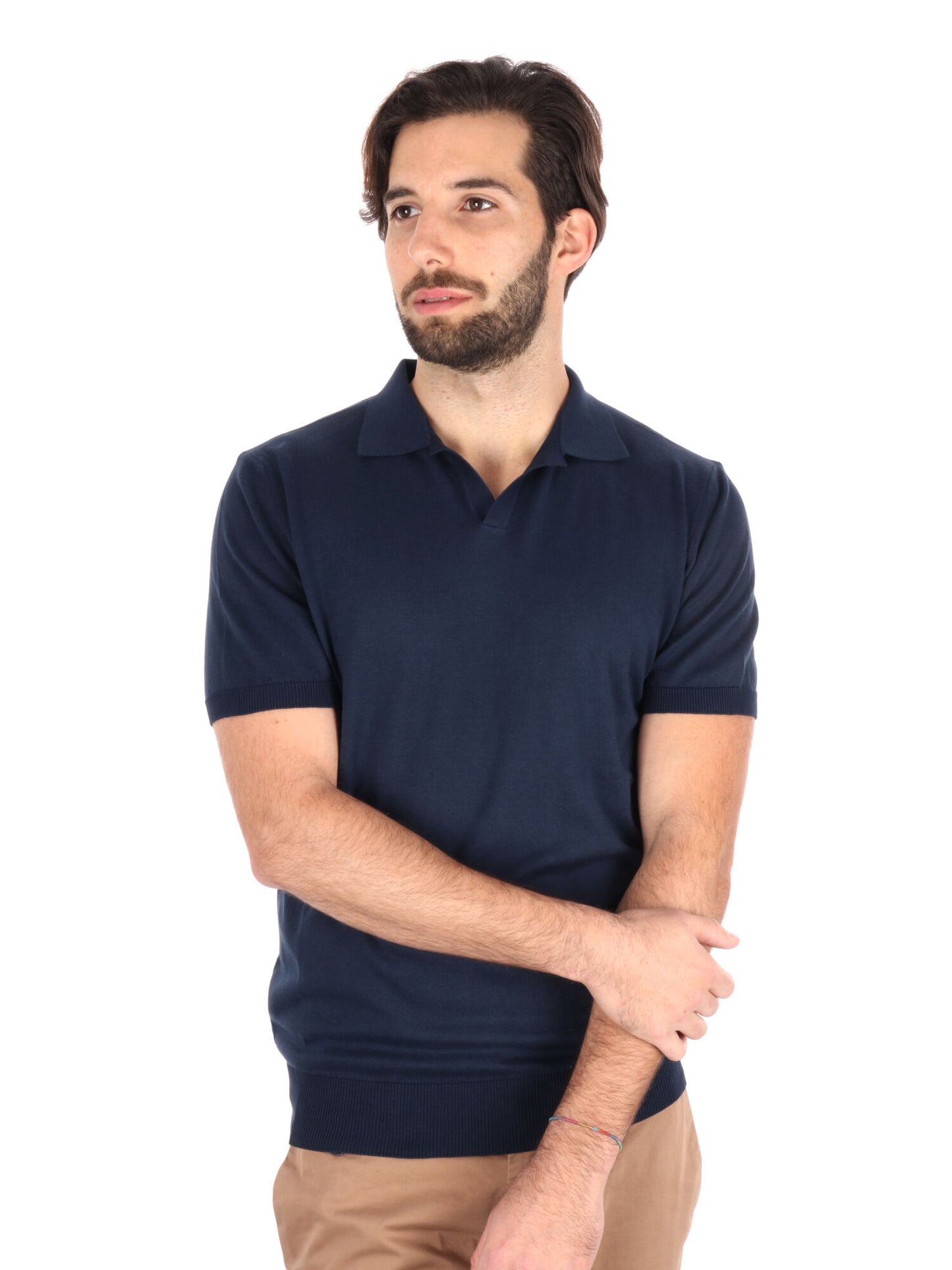 POLO IN MAGLIA SCOLLO A V FB UOMO BLU